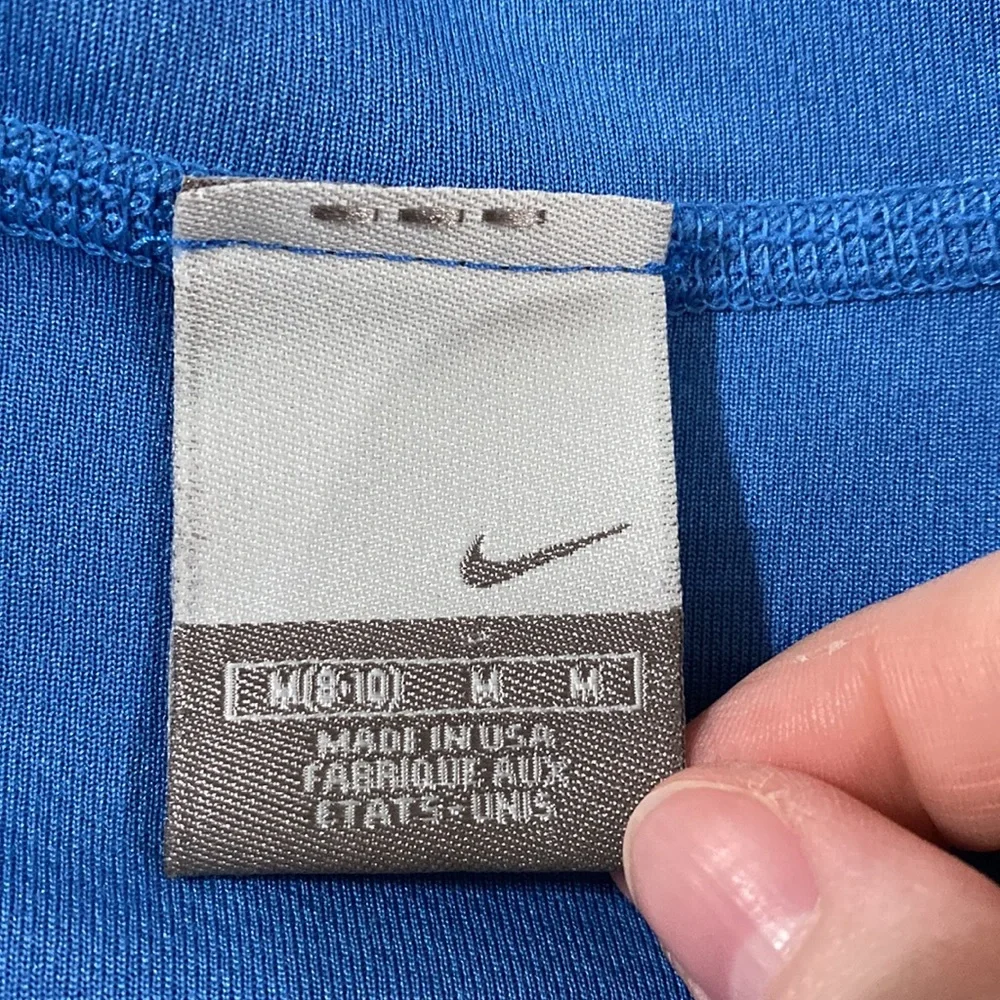 Nike athletic hooded mesh fabric half zip jacket  in storm blue black size M
